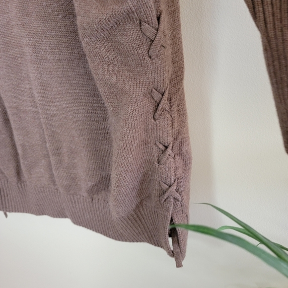 Athleta | Nopa Merino Wool Side Lace-Up Sweater in Brown Size Small - Picture 3 of 8
